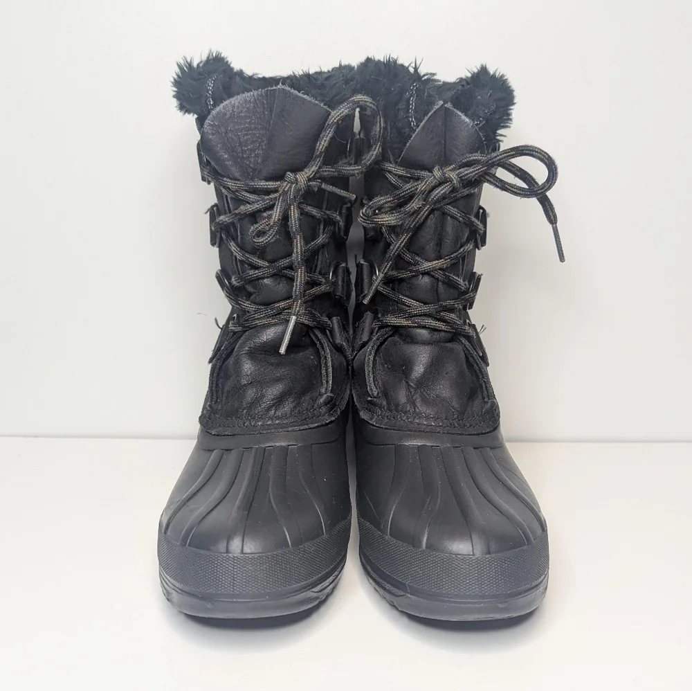 Sorel Badger black boots leather waterproof winter snow vintage lace up size 7